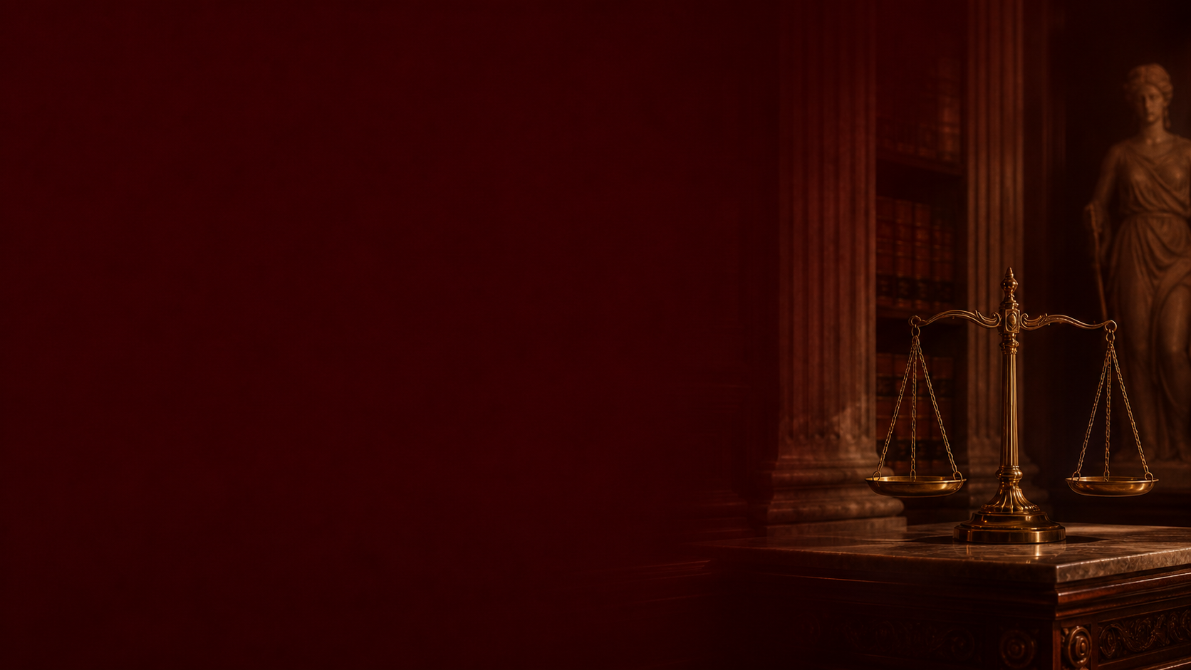 Biblioteca jurídica con balanza de justicia